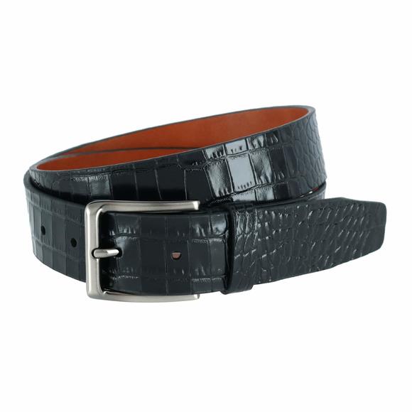 Men's Matisse 35mm Mock Croc Leather Belt 32 Black😸